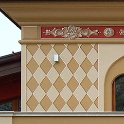 Tinteggiatura e decorazione d’esterno con motivo a rombi