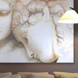 Quadro dipinto su tela. Particolare di Cupido e Psiche, statua di Antonio Canova